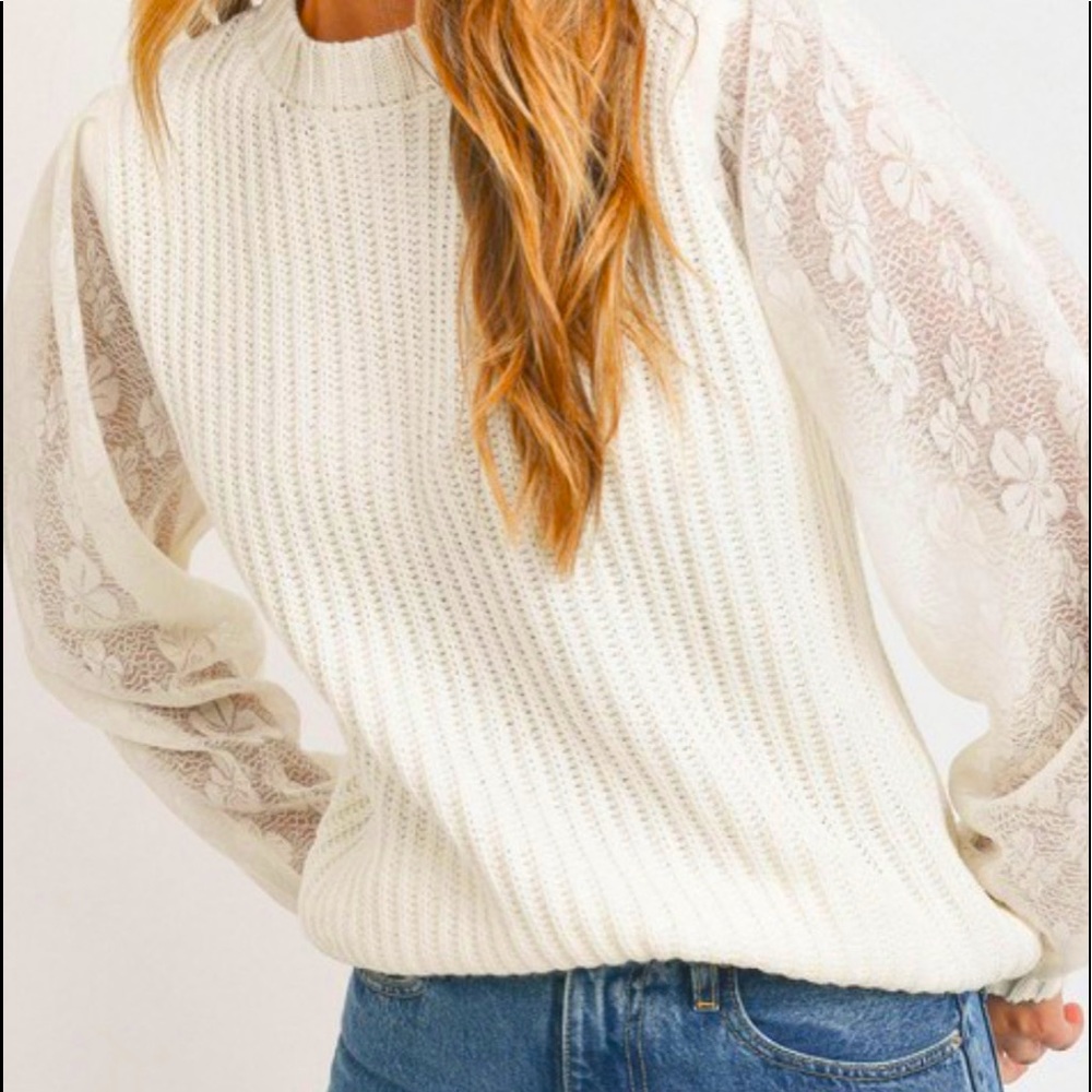 Ivory sweater/lace sleeves